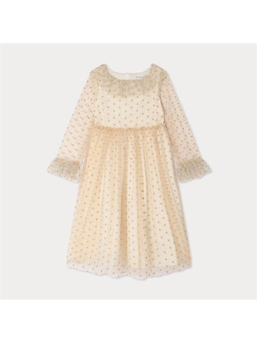 Perfetto per Natale, l'abito Junya per bambine è un capo eccezionale con il suo tulle ricamato con stelle iridescenti. Il colletto abbinato aggiunge volume alla scollatura rotonda. Le arricciature in vita strutturano il movimento della gonna plissettata. I polsini sono impreziositi da un ampio volant.In tulle ricamatoRaddoppiatoScollo tondo con colletto arricciatoManiche lunghe Polsini arricciatiApertura con cerniera invisibile sul retro BONPOINT | N05GDRW00032132